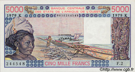 5000 Francs STATI AMERICANI AFRICANI  1979 P.708Kb FDC