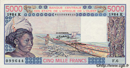 5000 Francs WEST AFRIKANISCHE STAATEN  1984 P.708Ki fST+