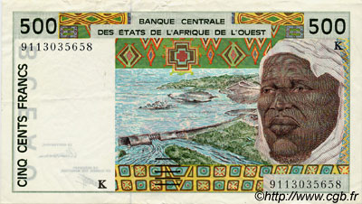 500 Francs WEST AFRIKANISCHE STAATEN  1991 P.710Ka fVZ
