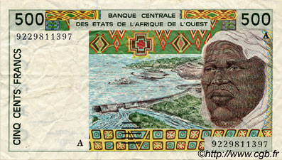 500 Francs WEST AFRICAN STATES  1992 P.110Ab VF