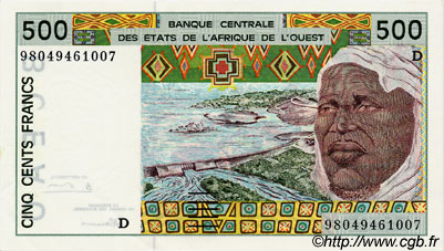 500 Francs STATI AMERICANI AFRICANI  1998 P.410Dh q.FDC