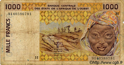 1000 Francs ESTADOS DEL OESTE AFRICANO  1991 P.611Ha RC