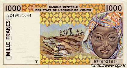 1000 Francs WEST AFRICAN STATES  1992 P.811Tb VF