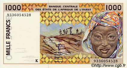 1000 Francs WEST AFRIKANISCHE STAATEN  1993 P.711Kc ST
