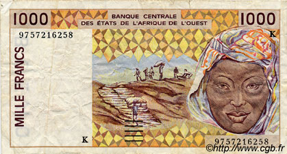 1000 Francs ÉTATS DE L AFRIQUE DE L OUEST  1997 P.711Kg pr.TTB