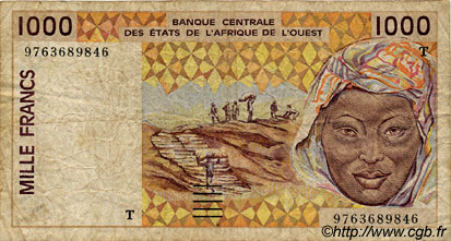 1000 Francs WEST AFRICAN STATES  1997 P.811Tg VG