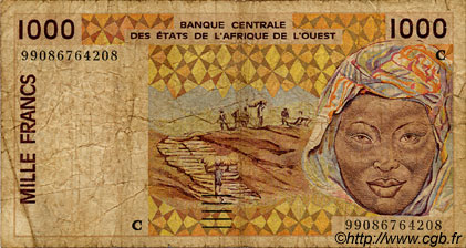 1000 Francs WEST AFRICAN STATES  1999 P.311Cj G
