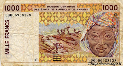 1000 Francs WEST AFRIKANISCHE STAATEN  2000 P.311Ck S