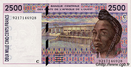 2500 Francs STATI AMERICANI AFRICANI  1992 P.312Ca q.FDC