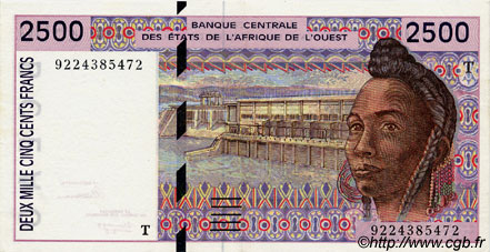 2500 Francs ESTADOS DEL OESTE AFRICANO  1992 P.812Ta EBC a SC