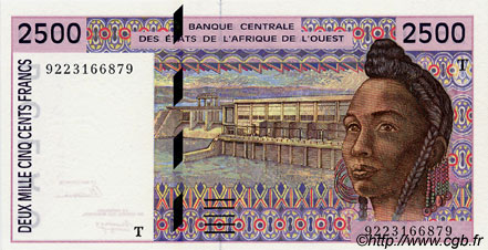 2500 Francs WEST AFRICAN STATES  1992 P.812Ta UNC-