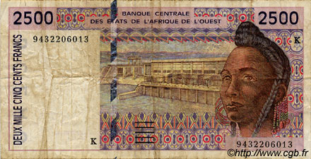 2500 Francs STATI AMERICANI AFRICANI  1994 P.712Kc MB