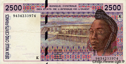 2500 Francs WEST AFRICAN STATES  1994 P.712Kc VF+