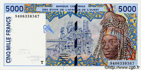 5000 Francs STATI AMERICANI AFRICANI  1994 P.813Tc q.FDC