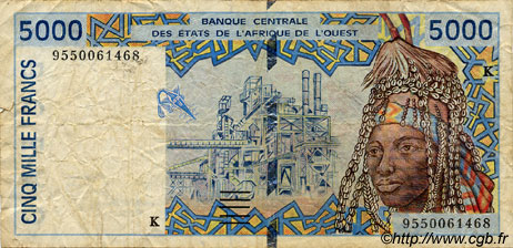 5000 Francs STATI AMERICANI AFRICANI  1995 P.713Kd q.MB