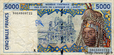 5000 Francs STATI AMERICANI AFRICANI  1998 P.713Kh MB