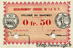 0,50 Franc Annulé DAHOMEY  1917 P.01a q.FDC