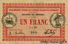1 Franc SENEGAL  1917 P.02c q.BB