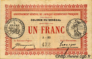 1 Franc SENEGAL  1917 P.02b VF