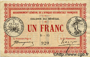 1 Franc SENEGAL  1917 P.02b XF