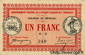 1 Franc SENEGAL  1917 P.02c VF