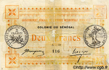 2 Francs SENEGAL  1917 P.03b q.B