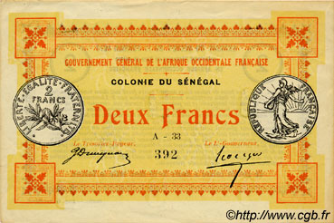 2 Francs SENEGAL  1917 P.03b VZ