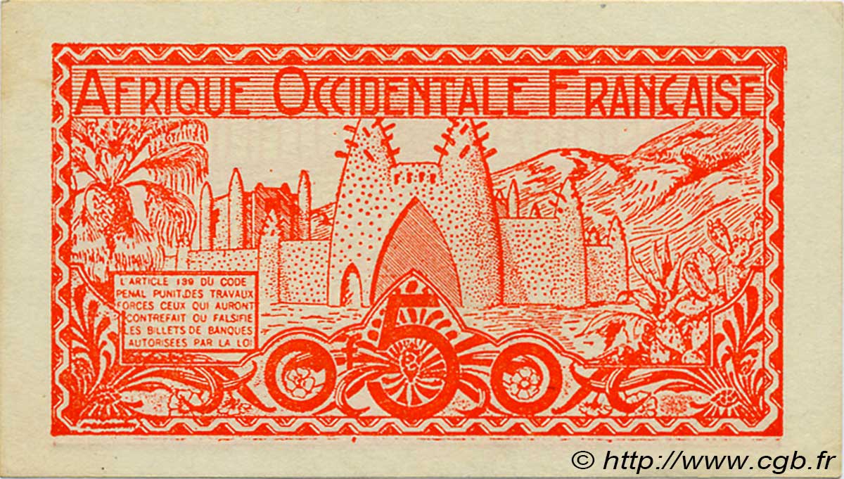 0,50 Franc FRENCH WEST AFRICA (1895-1958)  1944 P.33 AU+