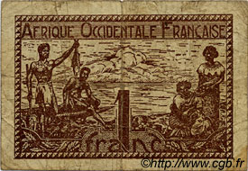 1 Franc FRENCH WEST AFRICA  1944 P.34a VG