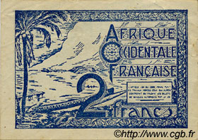 2 Francs FRENCH WEST AFRICA  1944 P.35 MBC