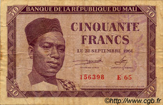 50 Francs MALí  1960 P.01 BC