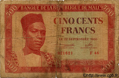 500 Francs MALI  1960 P.03 q.B