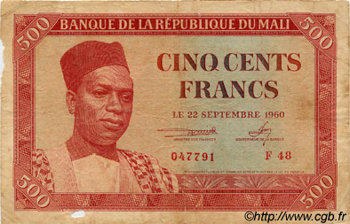 500 Francs MALí  1960 P.03 RC+