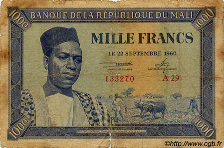 1000 Francs MALí  1960 P.04 MC