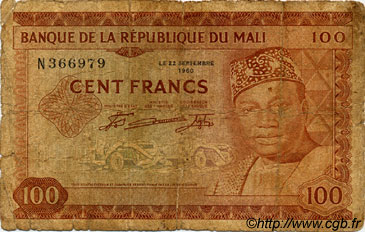 100 Francs MALI  1960 P.07a q.B