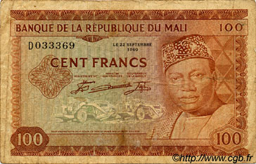 100 Francs MALI  1960 P.07a SGE