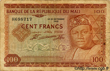 100 Francs MALí  1960 P.07a BC