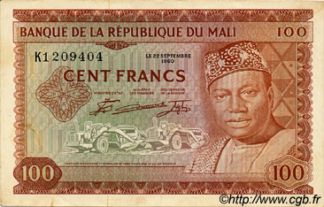 100 Francs MALI  1960 P.07a AU