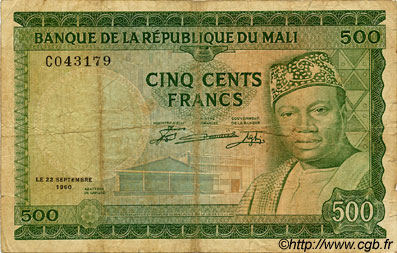 500 Francs MALí  1960 P.08 RC+