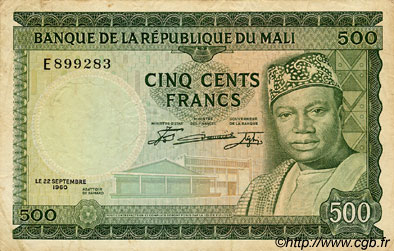 500 Francs MALí  1960 P.08 MBC