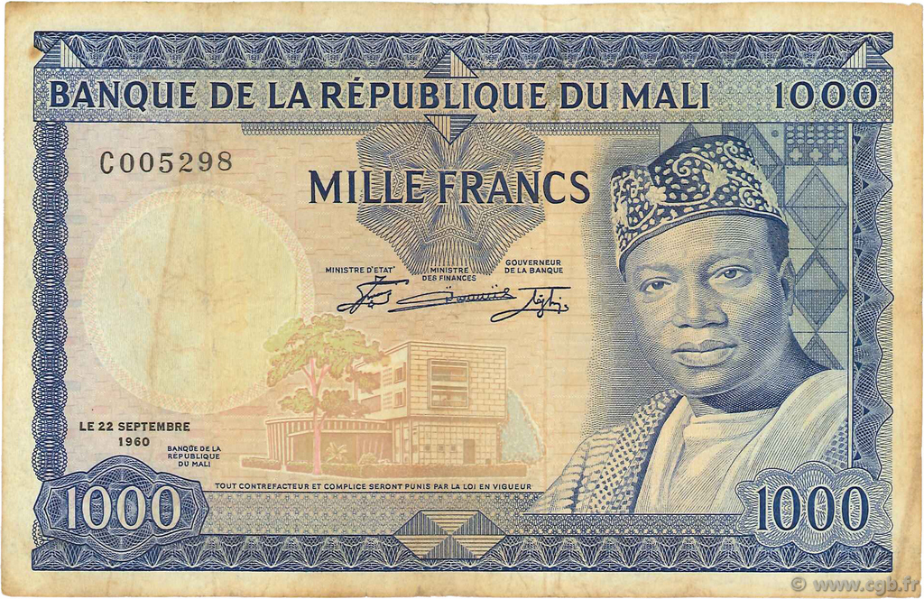 1000 Francs MALí  1960 P.09 BC