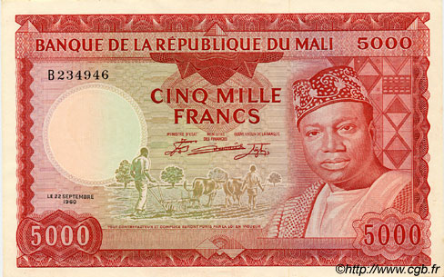 5000 Francs MALI  1960 P.10 fST+