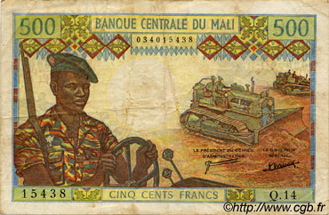 500 Francs MALI  1973 P.12d fSS