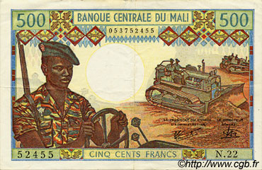 500 Francs MALI  1973 P.12e VF