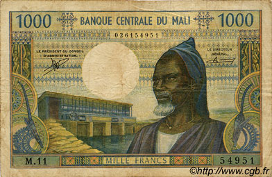 1000 Francs MALI  1973 P.13b q.MB