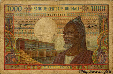 1000 Francs MALí  1973 P.13d RC
