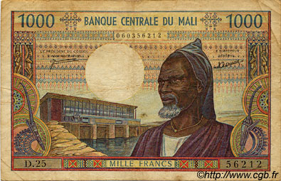 1000 Francs MALI  1973 P.13d q.MB