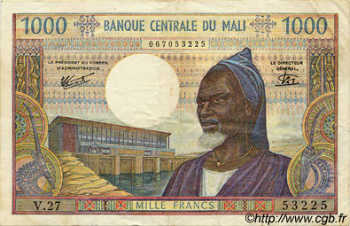 1000 Francs MALI  1973 P.13e VF