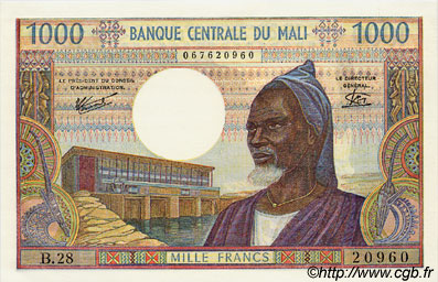 1000 Francs MALI  1973 P.13e fST+