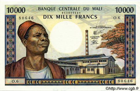 10000 Francs MALI  1973 P.15f fST+